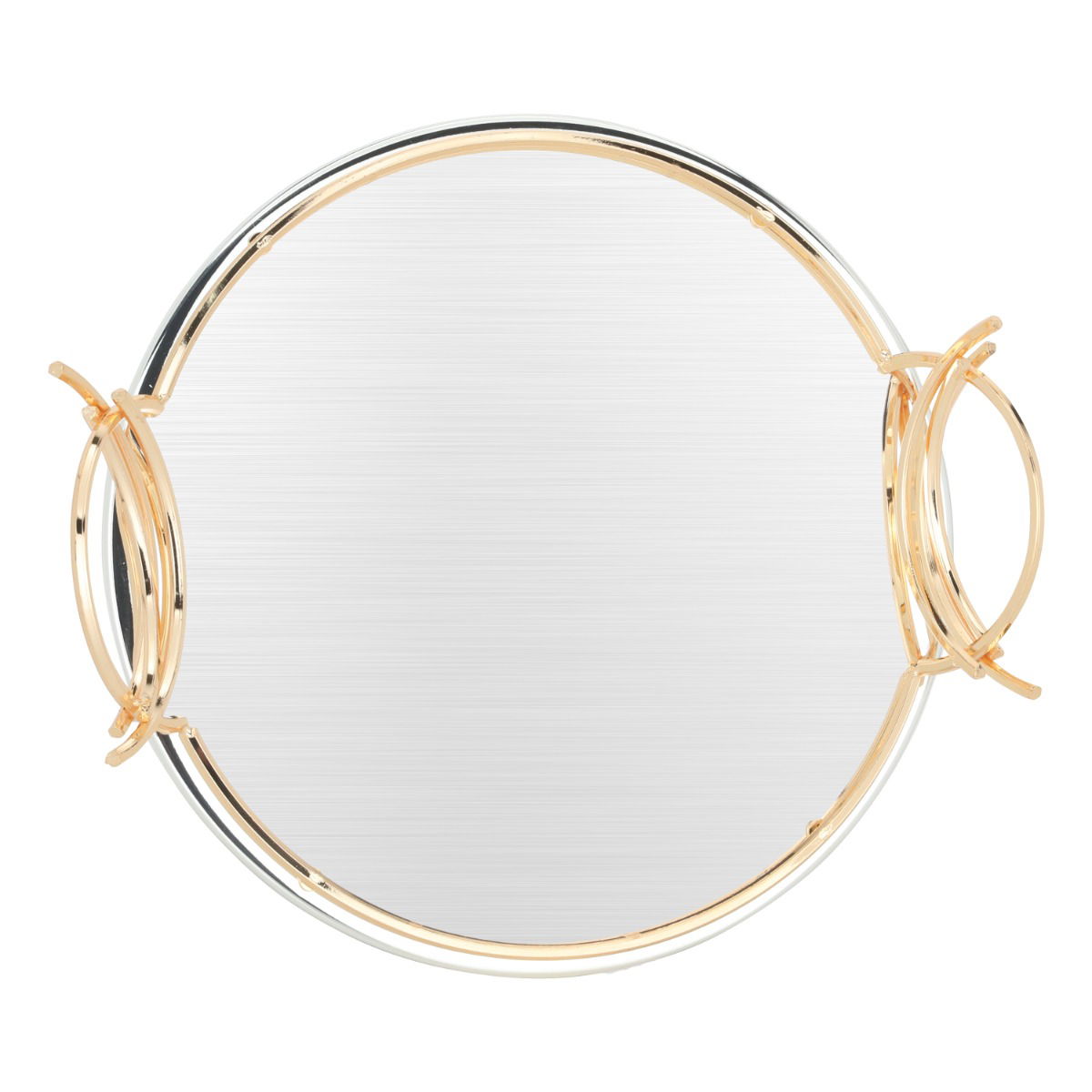 Steel tray with gold edges Al Saif Gallery, 30 x 30 x 2 cm, round, small - silver product image