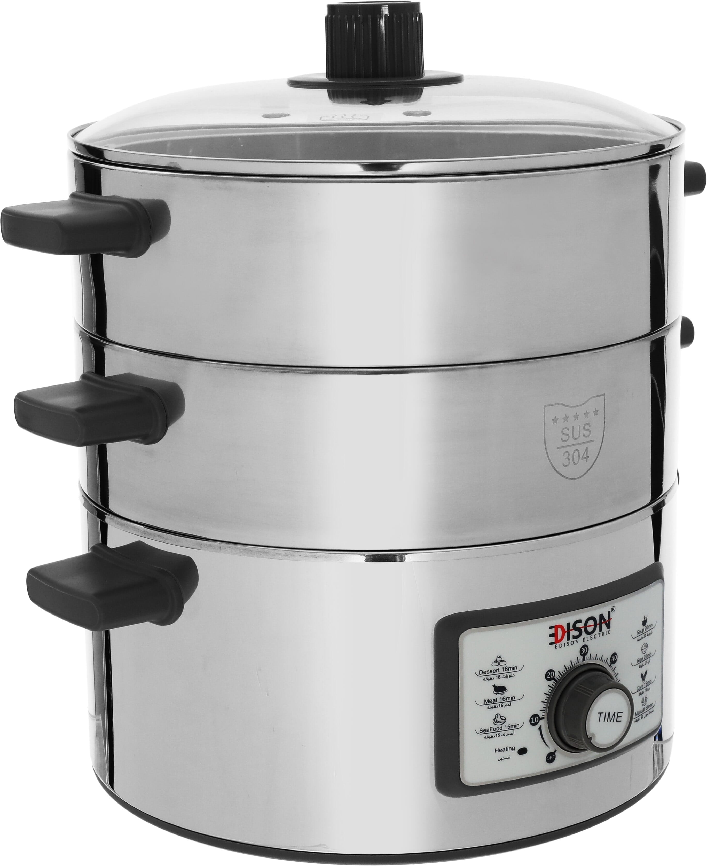 Edison Digital Sms-30Fj Steam Cooker Steel, 1600 Watt, 1.5 Liter, 327 X 327 X 367 Mm, 6 Functions - Silver product image 4