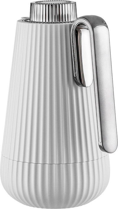 Glory Sumo Thermos, 1 liter, nickel handle, glass interior, push-button - light gray, glossy black product image 3