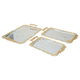 Al Saif Gallery steel tableware, 54x34x5 / 47x29x5 / 40x24x5 cm, rectangular, with golden handle, 3 pieces - silver product image 2