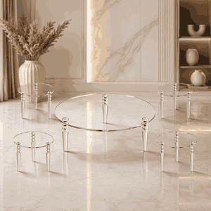 طقم طاولات اكريلك و زجاج، 5 قطع - شفاف product image
