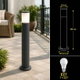 Outdoor lighting pole made of durable resin plastic, E27 bulb base, 80 x 15.5 cm - Black product image 2