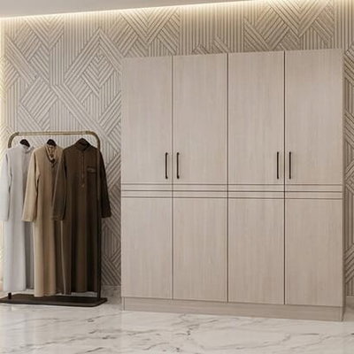 خزانة ملابس خشب MDF، 54×160×200 سم 4 ابواب - بيج product image 1