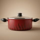 Tefal New Tempo Flame Titanium Coated Saucepan with Handles and Lid, 24cm - Red product image 1