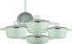 Robust Aluminum Cookware Set, 9 Pieces, Glass Lid - Light Green product image 1