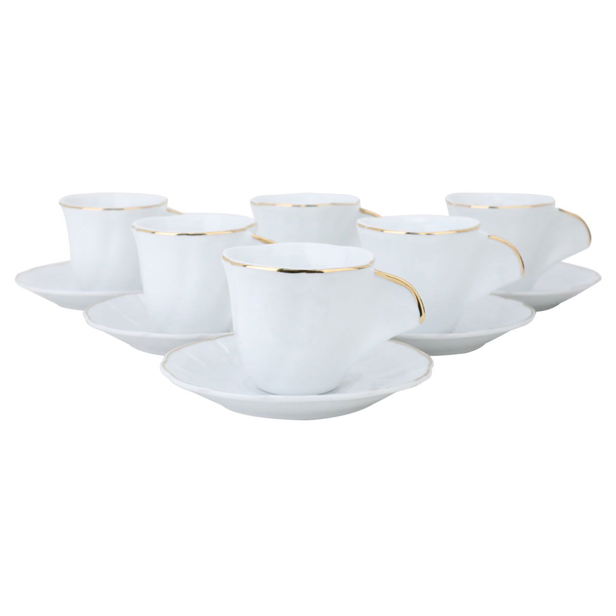 Al Saif Gallery porcelain espresso coffee cups set with golden script, 12 pieces, 90 ml - white product image 2