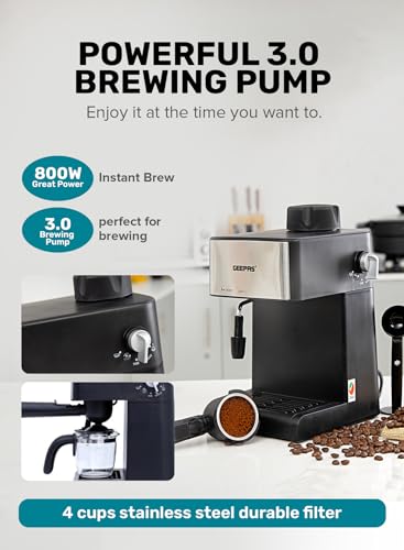 ماكينة تحضير قهوة جيباس، 800 واط، 4 اكواب، GCM6109 - اسود product image 5