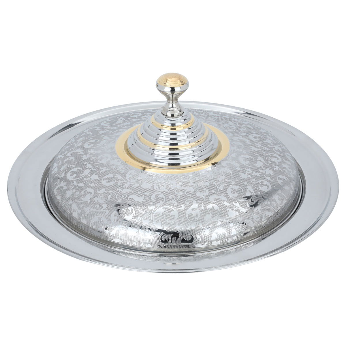 Gozy  Steel with Saif Gallery Engraved Cover, 40 cm, Round - Silver product image 2