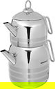 korkmaz Double Steel Turkish Tea Set, 1.3/3 Liter - Silver product image 3