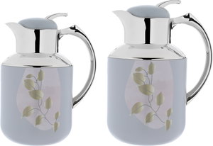 Al Saif Gallery Florya Pro thermos set, 1/0.5 liter, 2 pieces, thermal glass inner container, steel outer shell - light gray product image 2