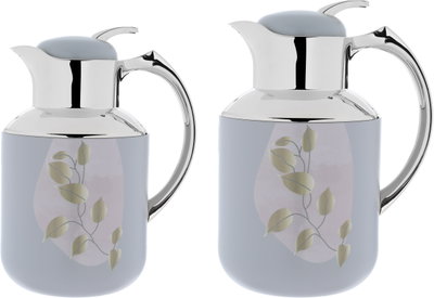 Al Saif Gallery Florya Pro thermos set, 1/0.5 liter, 2 pieces, thermal glass inner container, steel outer shell - light gray product image 2