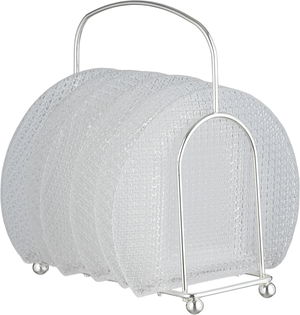 طقم صحون زجاج السيف غاليري، 6 قطع، مع ستاند، منقوش - فضي شفاف product image 2