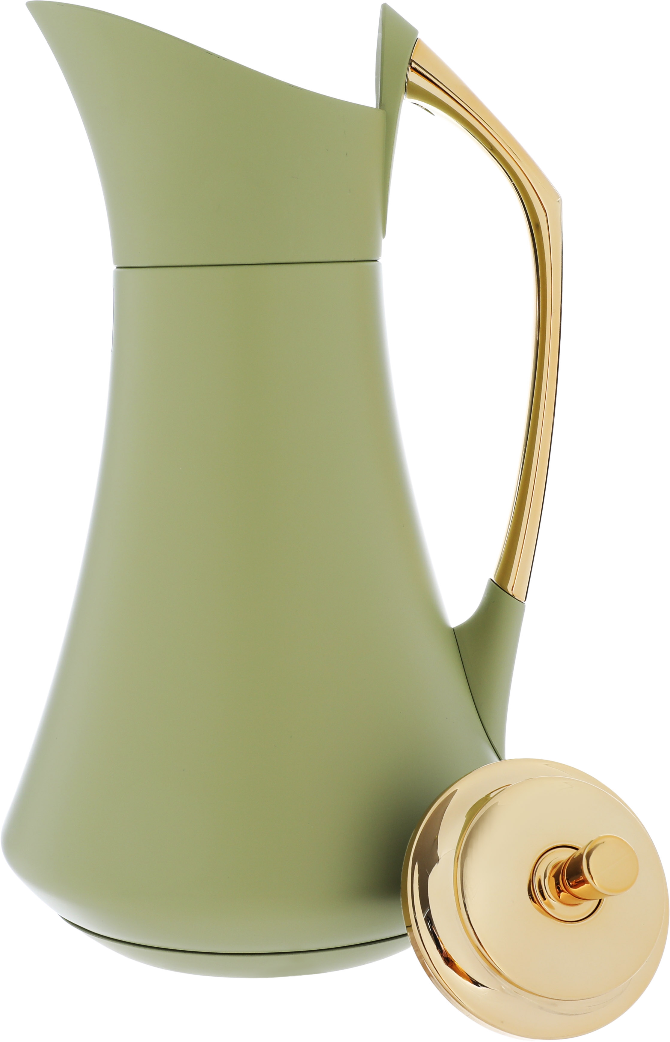 Al Saif Gallery Karma thermos set, 1 liter, 2 pieces, thermal glass inner container, steel outer shell - olive green product image 2