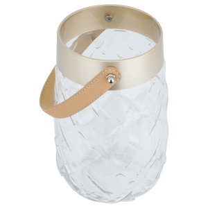 Alsaif Gallery Glass Vase with Leather Handle, 26 x 13 x 16 x 10 cm - Clear product image 2