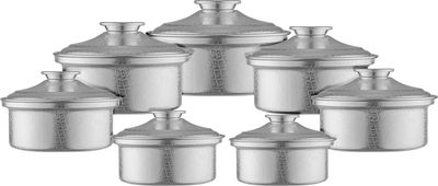 طقم قدور المونيوم السيف بلص، 14 قطعة - فضي product image 1