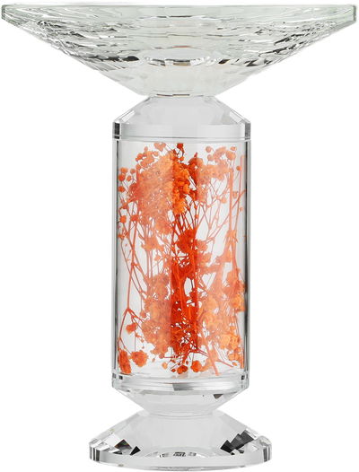 Al Saif Gallery Glass Serving Stand, Decorated With Orange Flowers, Round, 15X15X20 Cm - Clear product image 2