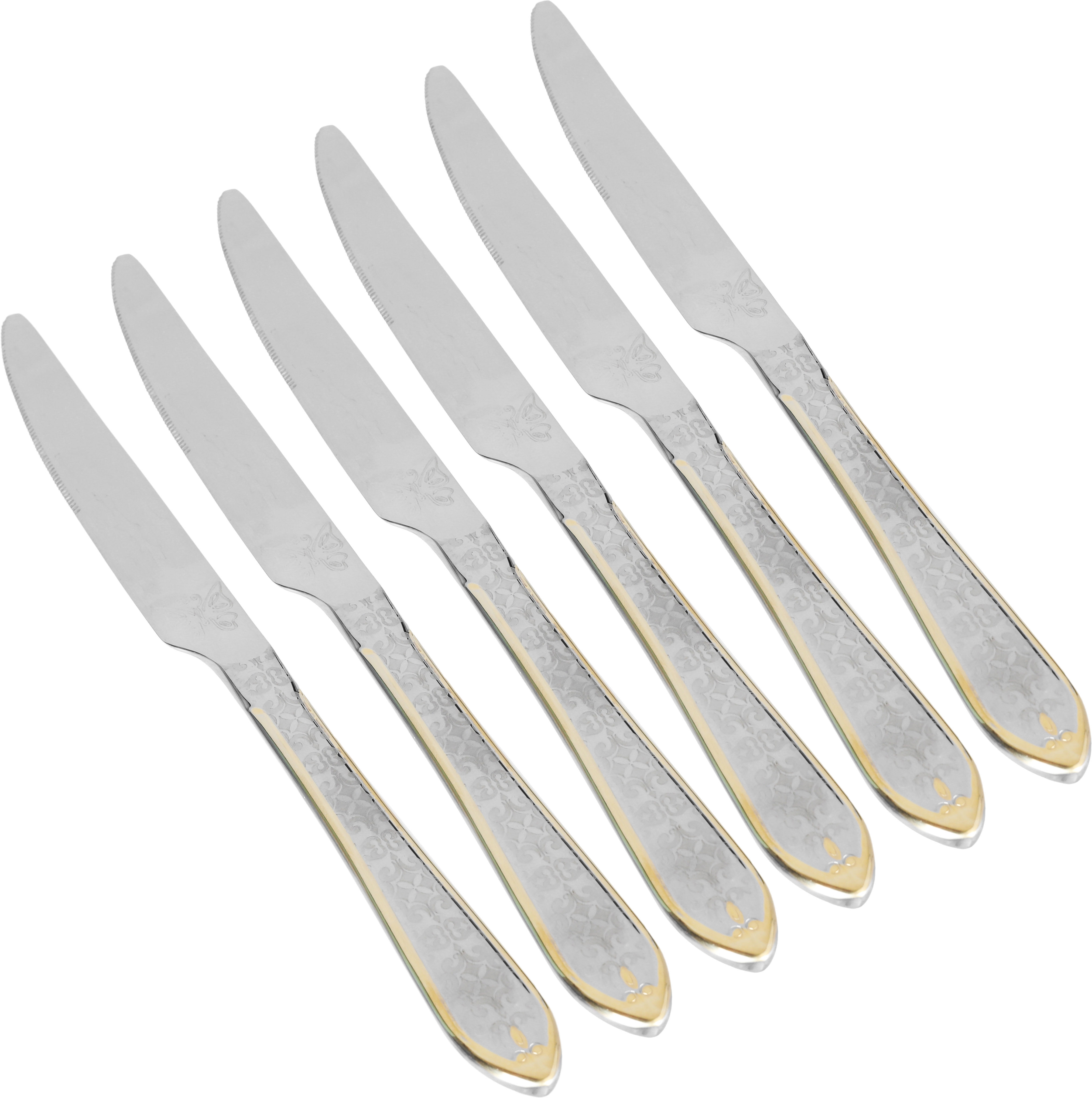 Al Saif Gallery steel knife set, 6 pieces, engraved with gold-silver script product image