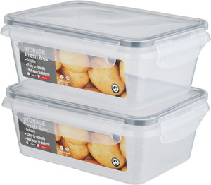 طقم علب تخزين بلاستيك السيف غاليري، 17x13x7 سم، 2 قطع، مستطيل - شفاف product image