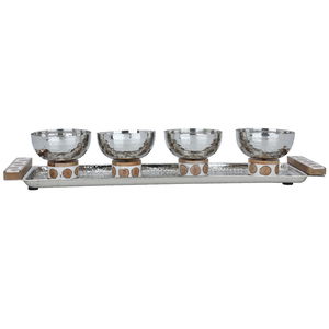 Al Saif Gallery yogurt set with steel topper, 10 x 16 x 63 cm, 5 pieces, base - silver product image