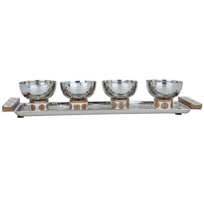 Al Saif Gallery yogurt set with steel topper, 10 x 16 x 63 cm, 5 pieces, base - silver product image 1
