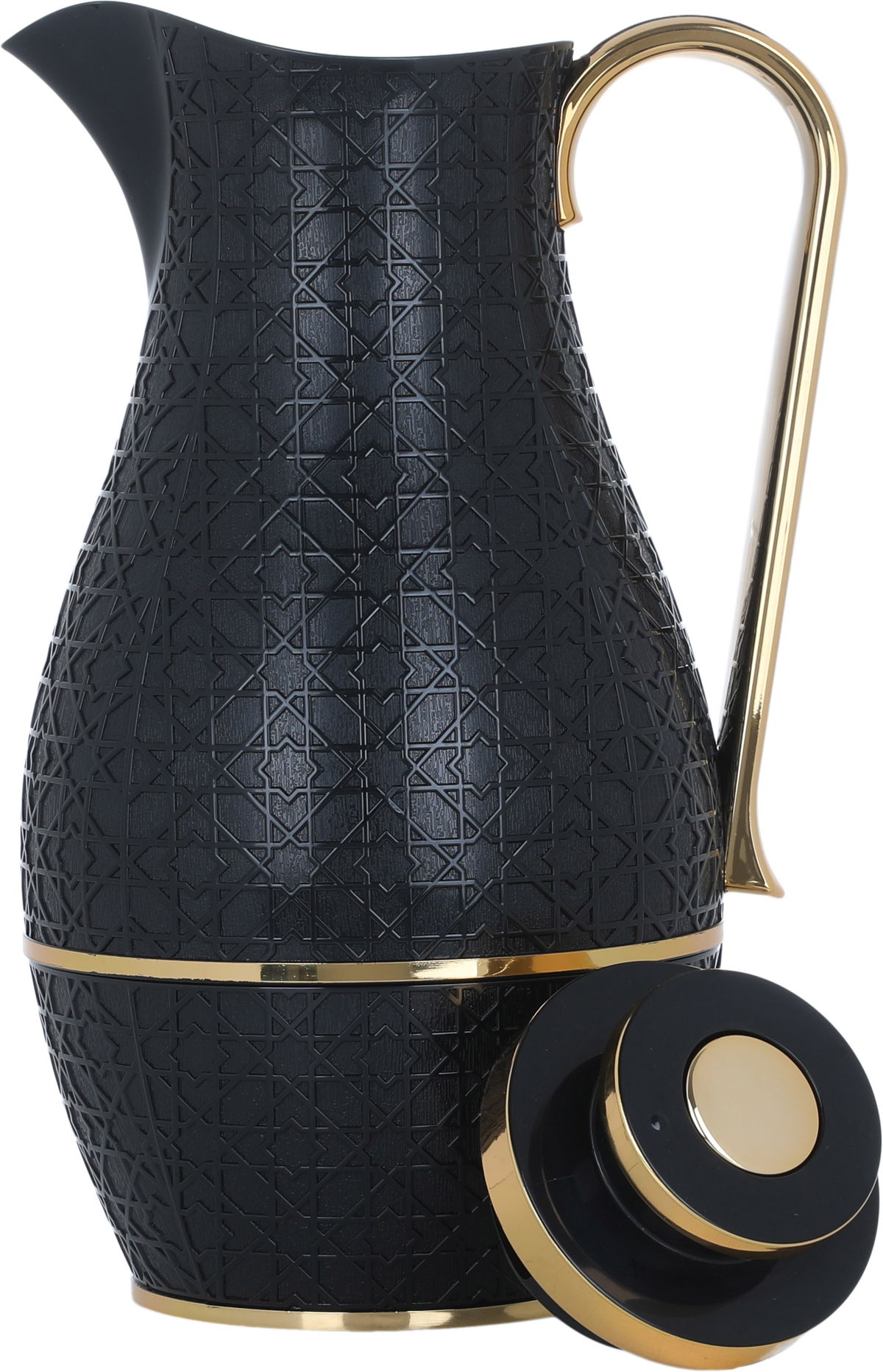 Al Saif Gallery Hessa thermos set, 1 liter, thermal glass inner shell, plastic outer shell - black and gold product image 5