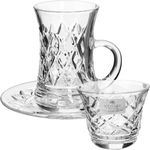 Solitaire Crystal Glass Tea and Coffee Serving Set, 18 Pieces - Clear product image 1