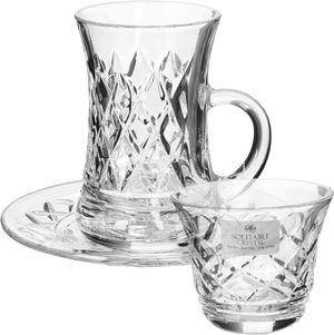 Solitaire Crystal Glass Tea and Coffee Serving Set, 18 Pieces - Clear product image