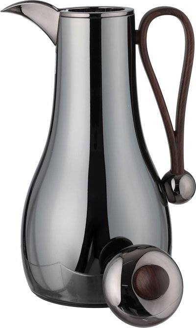 Al Saif Gallery Gheem Thermos Set, 2 Pieces, 1/1 Liter, Glass Inner Container, Wooden Handle - Glossy Black product image 6