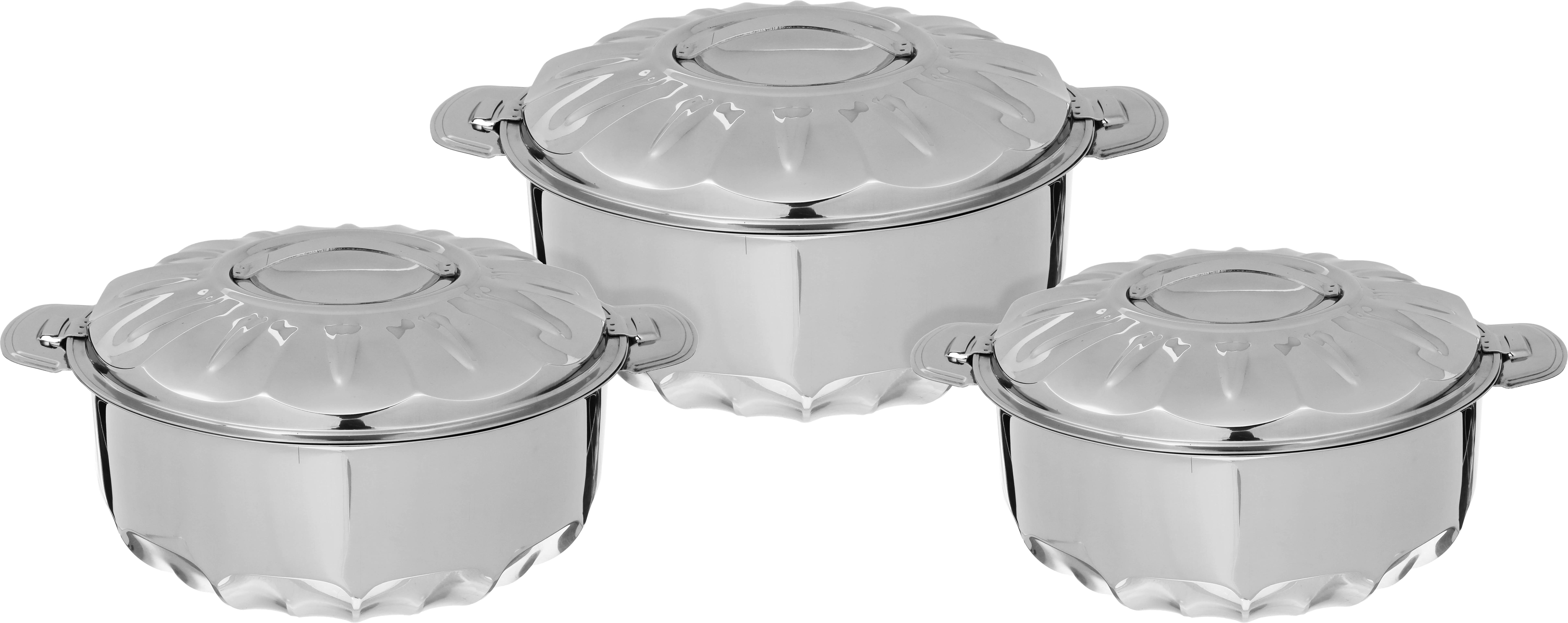 (Maya) Steel Al Saif Gallery Food Container Set, 3.5, 5, 8.5 Liters - Silver product image