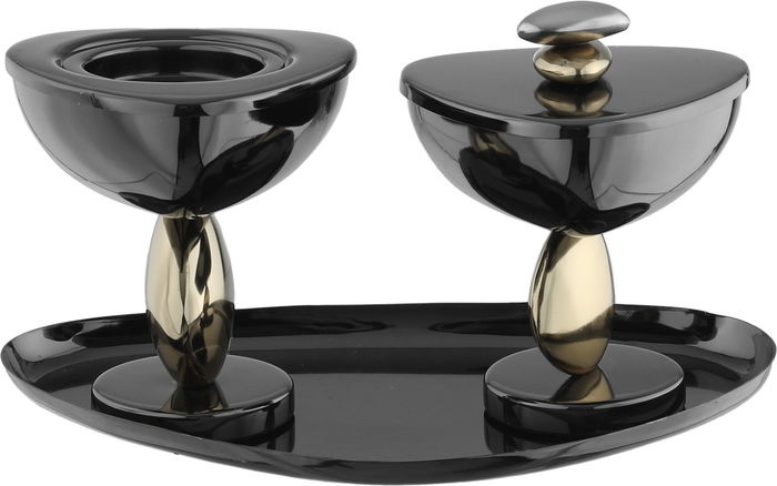 طقم مبخرة ستانلس استيل السيف غاليري، 3 قطع - اسود product image 1