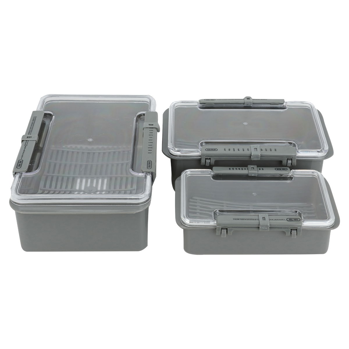 Al Saif Gallery Plastic Container Set, Rectangle, 0.95 x 1.40 x 2.85 ml, 3 Pieces - Gray product image 4
