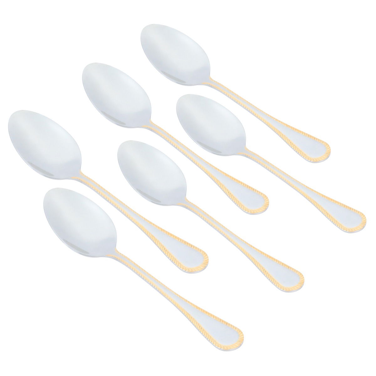 طقم ملاعق استيل السيف غاليري، 6 قطع - فضي ذهبي product image