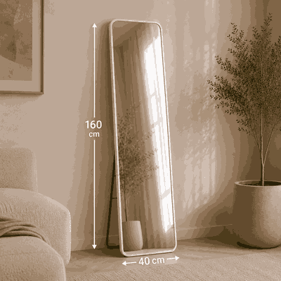 مراية ستاند زجاج، 160×40 سم، ستاند معدن - ابيض product image 3