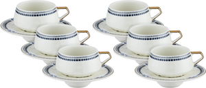 طقم فناجين قهوة تركي بورسلان السيف غاليري، 12 قطعة، 85 مل - ابيض ازرق product image