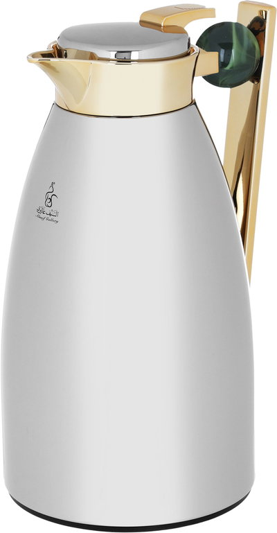 Al Saif Gallery Alaa thermos set, 1/0.75 liter, two pieces, thermal glass inner container, steel outer shell - silver product image 3