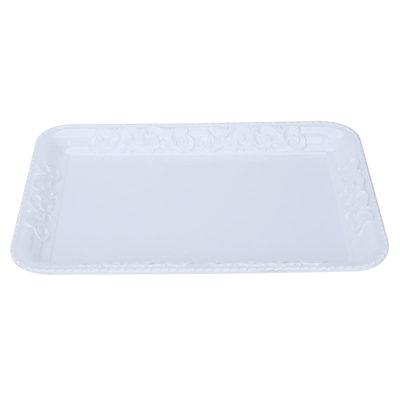 صحن تقديم مستطيل بلاستيك السيف غاليري، 35x27x3 سم، منقوش - أبيض product image 1
