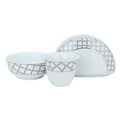 طقم سفرة بورسلان السيف غاليري، منقوش، 65 قطعة - أبيض product image 3