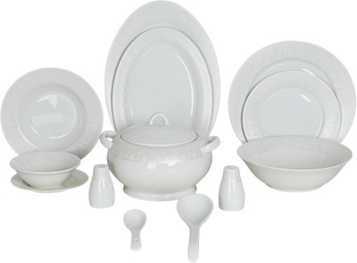 طقم سفرة بورسلان السيف غاليري، 44 قطعة، حواف مزخرفة - ابيض product image 15