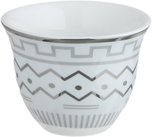 طقم فناجين قهوة سعودي بورسلان السيف غاليري، 12 قطعة، منقوش - أبيض رمادي product image 2