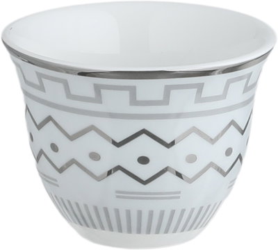 طقم فناجين قهوة سعودي بورسلان السيف غاليري، 12 قطعة، منقوش - أبيض رمادي product image 2