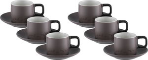 طقم فناجين قهوة تركي مع صحون بورسلان السيف غاليري، 12 قطعة، 60 مل - كابتشينو اسود product image