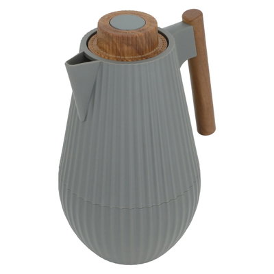Al Saif Gallery Layar thermos, 1 liter, wooden handle, squeezer, thermal glass inner container, plastic outer shell - dark gray product image 3