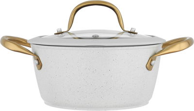 طقم قدور جرانيت بغطاء زجاج ويد ذهبي روكي، 7 قطع - بيج product image 3