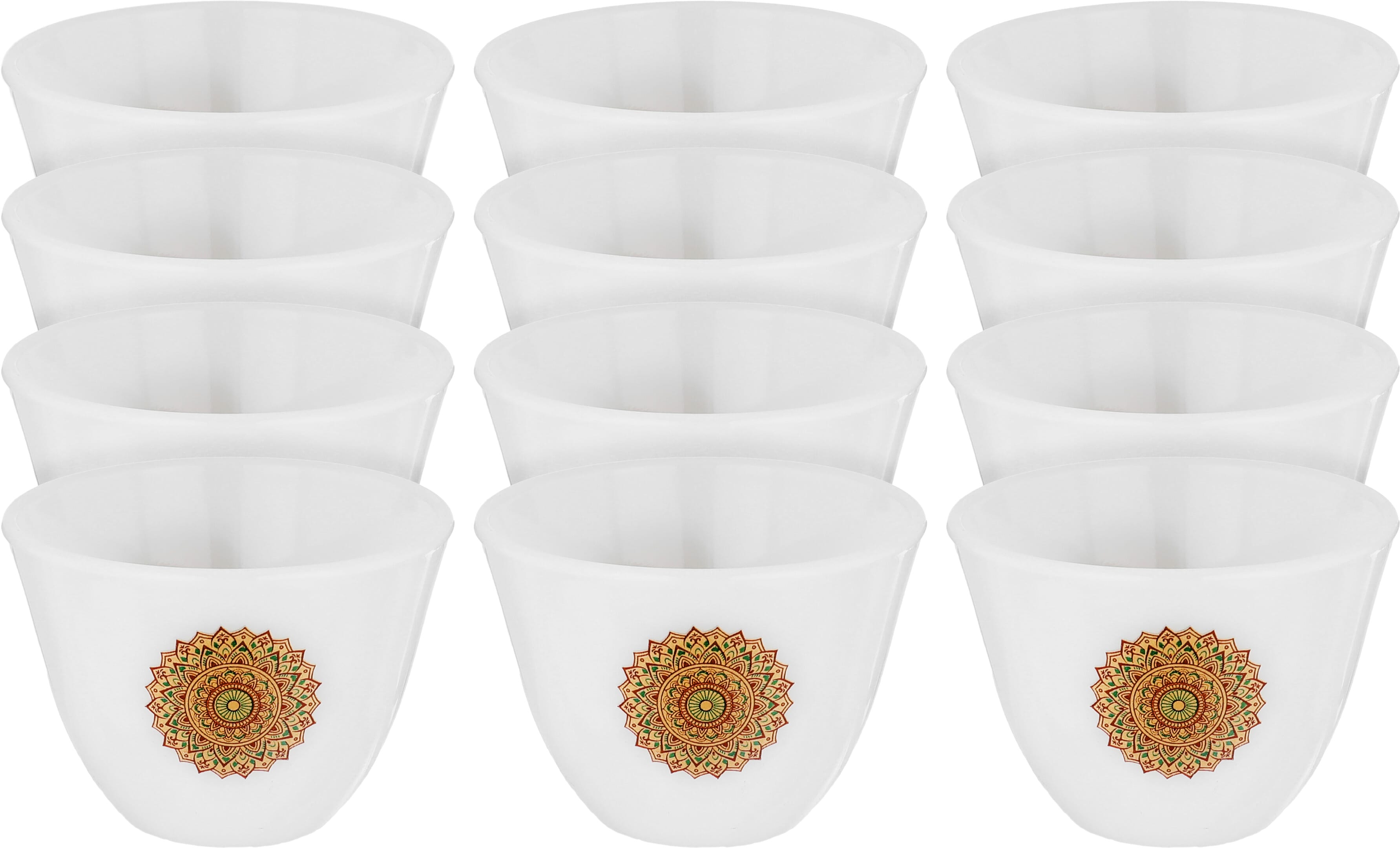 Al Saif Gallery Arcopal Arabic coffee cups set, 12 pieces, golden pattern - white product image