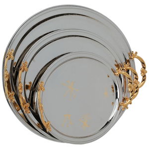 Al Saif Gallery Steel Tray Set, 3 Pieces - Silver product image 2