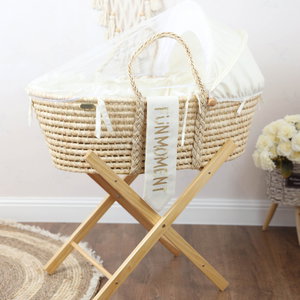 سرير موسى قطن فان مومنت، 76×42×76 سم، حامل خشب - ابيض بيج product image