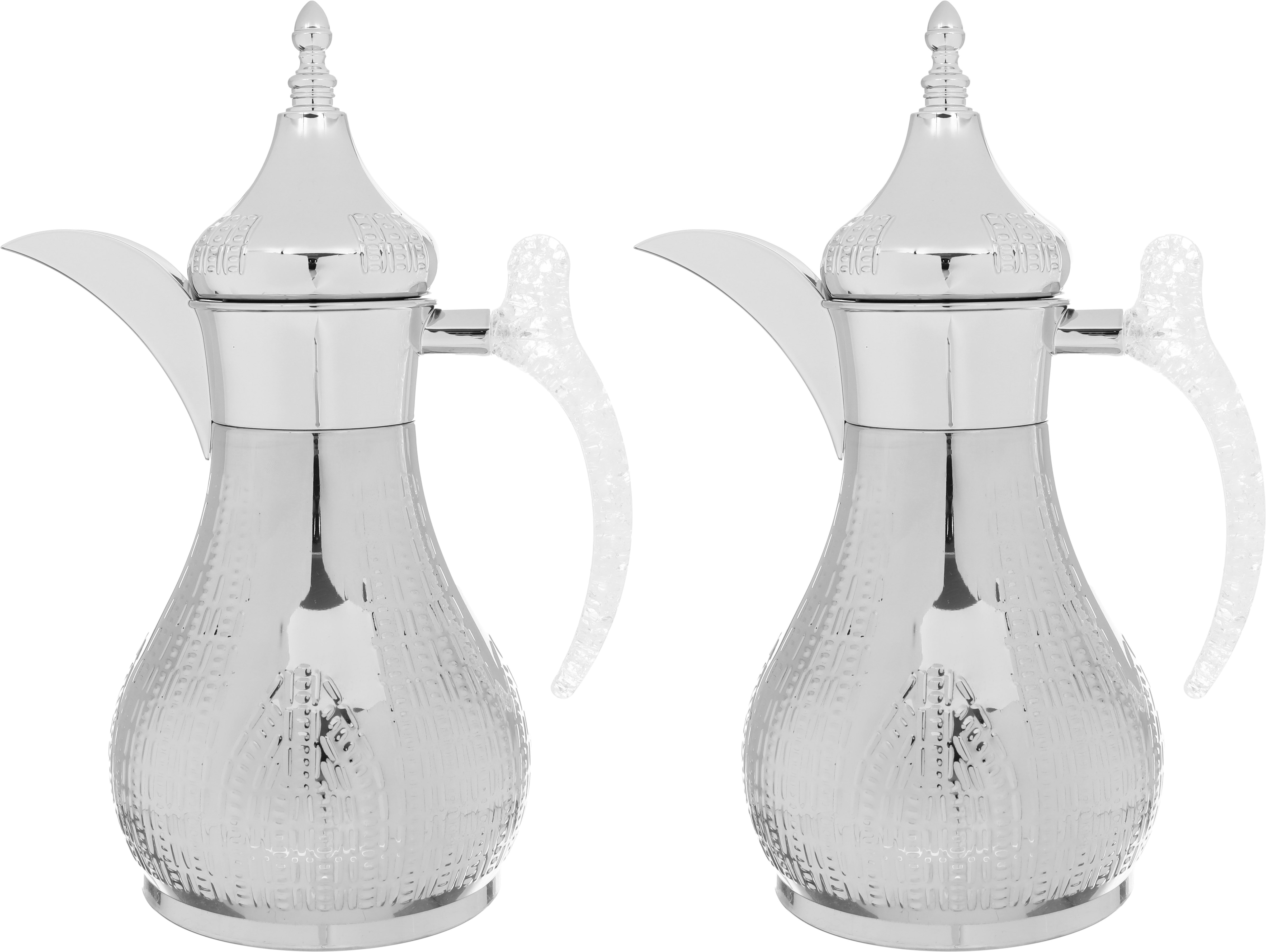 Al Saif Gallery Haila Thermos set, 1.2/1.2 litres, crystal handle, two pieces, steel inner case, steel outer case - silver product image