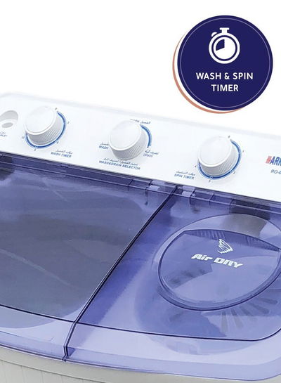 Arrow RO-12TTB Semi-Automatic Washing Machine, 12 kg, 7 kg Spin, 1600 RPM - White product image 6