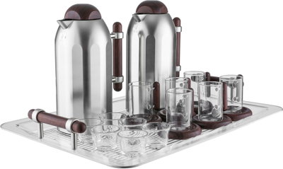 Al Saif Gallery Terhab Thermos Set, 21 Pieces, Cups with Saucers, Coffee Cups, Saucers, Wooden Handle - Silver Wood product image 8