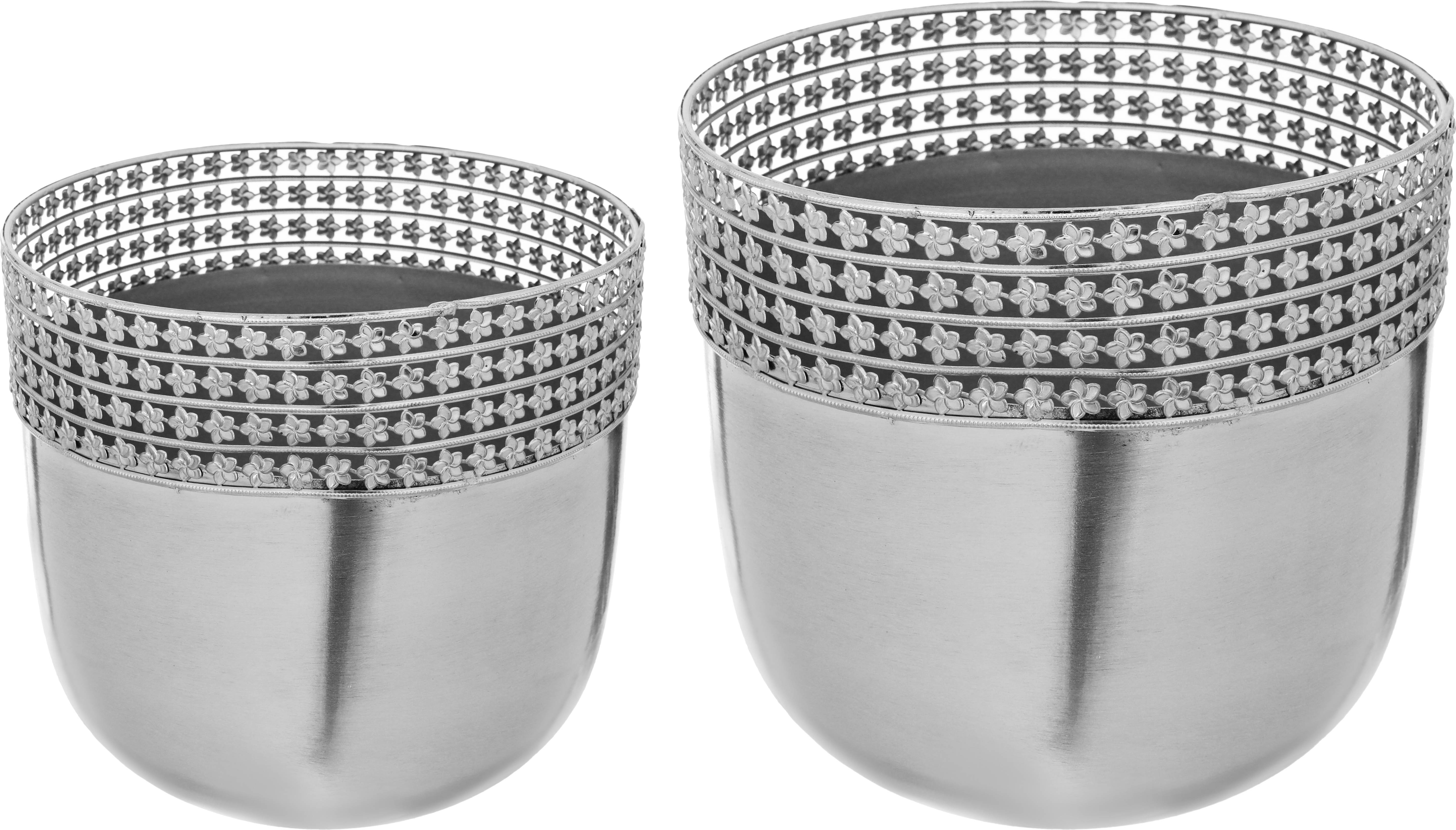 طقم اناء زرع وحامل نيكل العين الاندلسية، 3 قطع - فضي product image